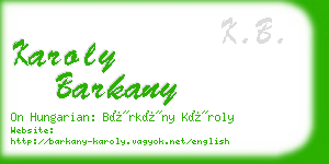 karoly barkany business card